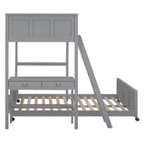 Harper & Bright Designs Twin Over Full Bunk Bed with Desk and Storage Drawers in Grey Harper & Bright Designs