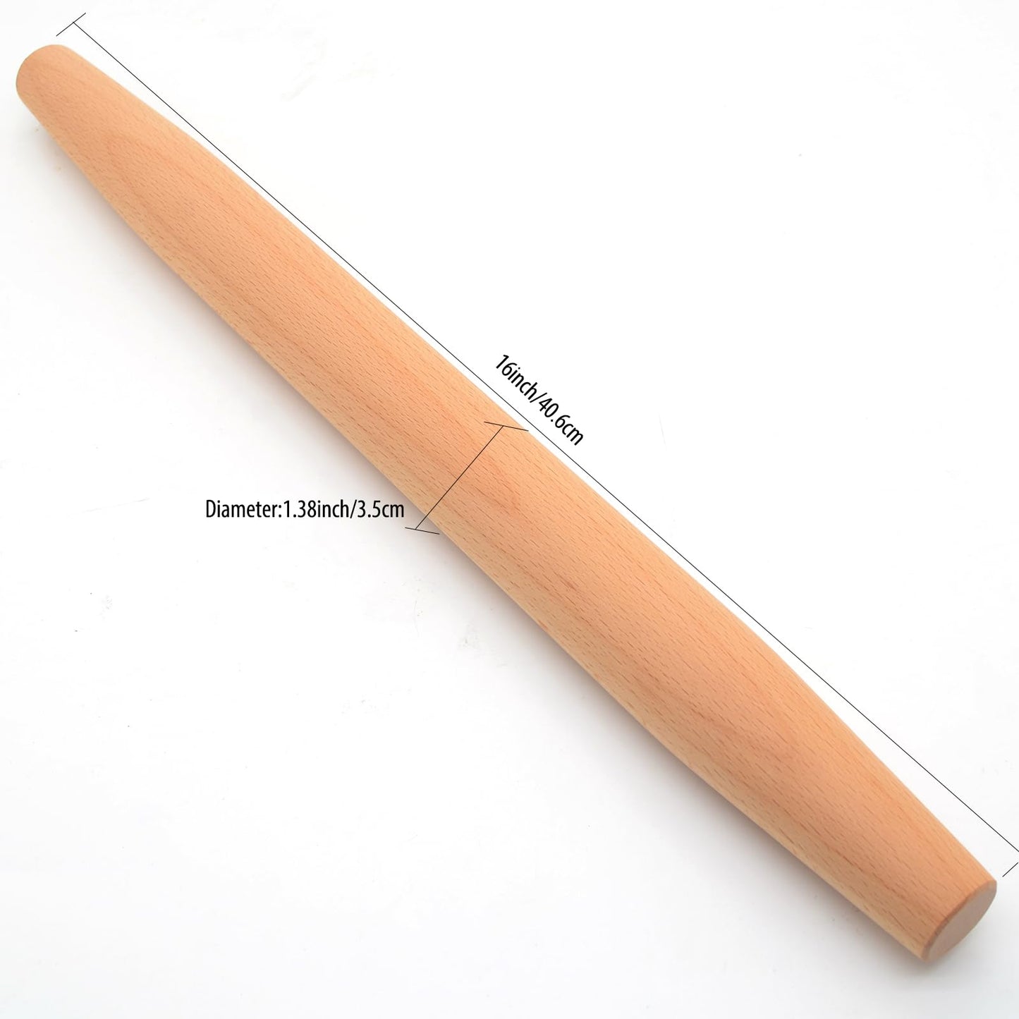 TUSIWIT Wooden French Rolling Pin for Baking and Pastry (beech wood, 16 inches)