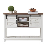 AMERLIFE Sofa Table with Sliding Barn Doors, TV Console Table, 46" Farmhouse Rustic Storage Entryway Table, Adjustable Open Shelves, Hallway, Living Room, Bedroom, Antique White AMERLIFE