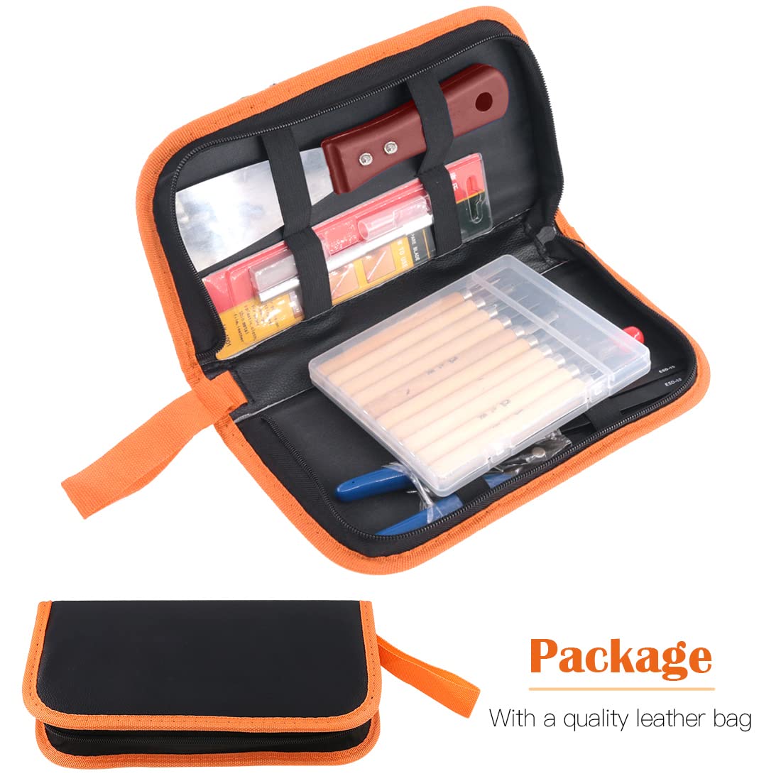 Rustark 34 Piece 3D Printer Accessories Tool Kit Cleaning Needles, Tweezers, Pliers, Scarper, Clean up Knives, Carving Knife Come with Storage Case for Printing Removing, Cleaning, Finishing Rustark