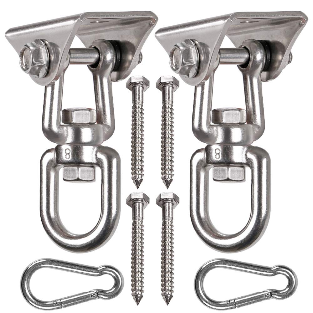 WAREMAID 2 Pack Heavy Duty 360 Swivel Hanger, Stainless Steel Swing Hook for Ceiling, Wooden Swing Set Bracket, Punching Bag Hanger for Playground Gym Rope Hammock Chair, 1200 Lb Load WAREMAID