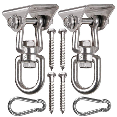 WAREMAID 2 Pack Heavy Duty 360 Swivel Hanger, Stainless Steel Swing Hook for Ceiling, Wooden Swing Set Bracket, Punching Bag Hanger for Playground Gym Rope Hammock Chair, 1200 Lb Load WAREMAID