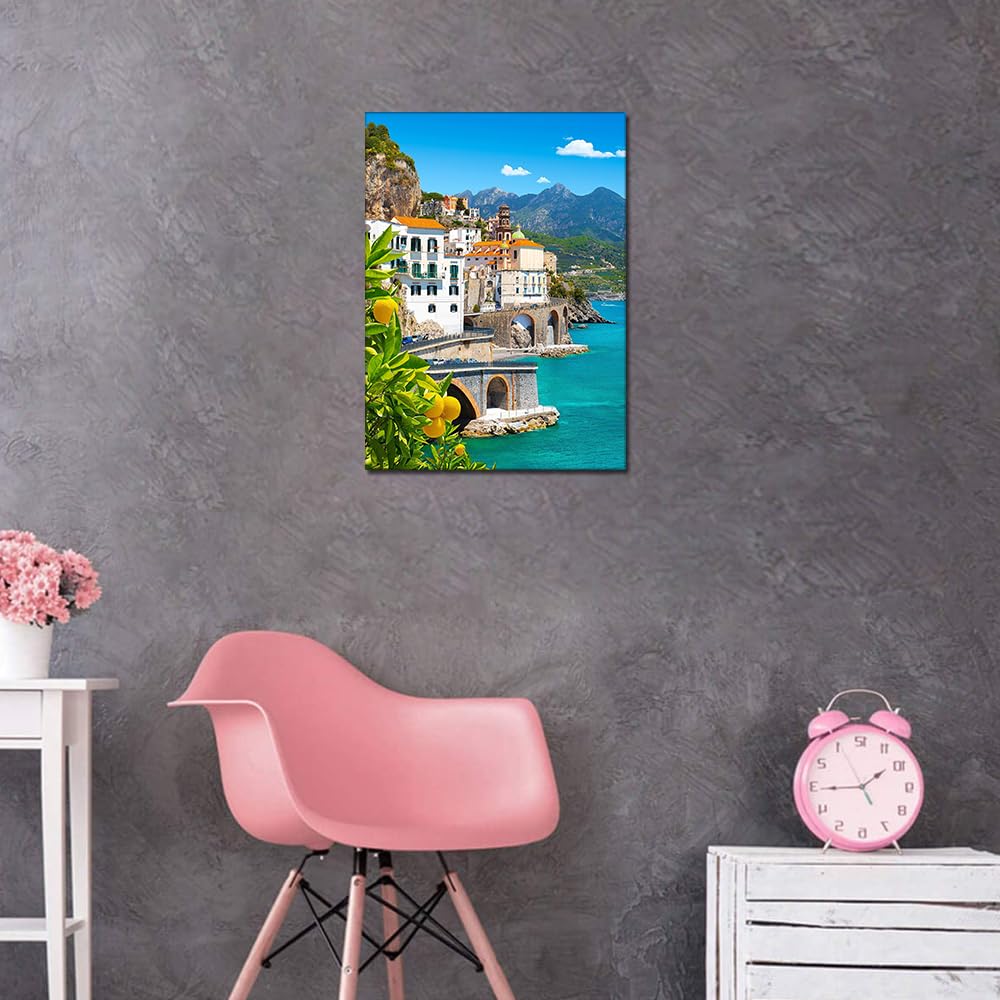 TISHIRON Diamond Art Kits for Adults Full Drill View of Amalfi Diamond Art Kits for Beginners 5D Diamond Art Kits Italian Seascape Diamond Art Kits Picture for Home Wall Art Decor 30x40cm TISHIRON