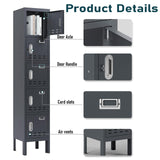BUTISOW Metal Lockers - 66" Height Steel Lockers for Employees with 5 Door Storage Locker with Card Slot for Employees Gym School Home Office Garage - Assembly Required BUTISOW