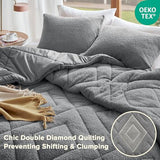 Comfort Spaces Queen Comforter Set Reversible Feather-Soft Plush Comforters for Queen Size Bed All Season Lightweight Shearling Fleece Sherpa Comforter Queen Size Bed Set, Full/Queen, Grey 3 Piece Comfort Spaces