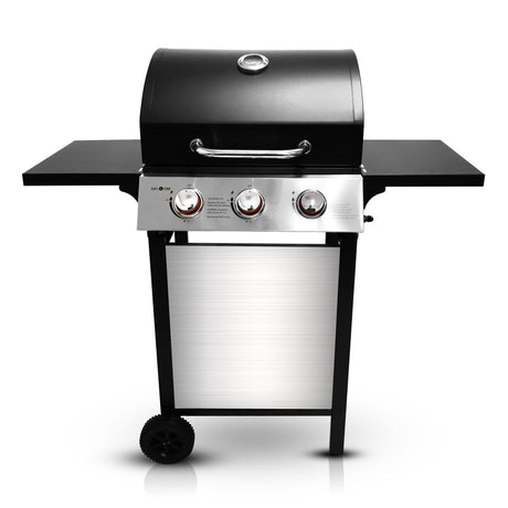 GasOne GP-1030S One 3 Burner Stainless Steel– Outdoor Cabinet Style with Wheels-High-Temperature Paint Coating Gas BBQ Grill – Elegant and Luxurious Design, Black Gas One