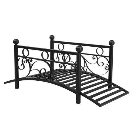 Outvita Metal Garden Bridge for Outdoor, Elegant Decorative Bridge with Powder-Coated Finish and Security Guardrail for Patio Pond Backyard Landscaping (Modern) Outvita