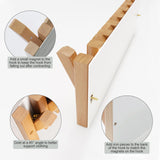 yaochuforest Coat & Hat Hooks Wall Mount with Key Holder, Wall Mounted Coat Rack with 9 Retractable Hangers, Solid Wood Slim Key Holder for Entryway, 17in Natural Finish yaochuforest