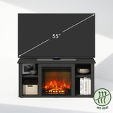 Furinno Jensen No Heat Decorative Electric Fireplace TV Stand, Entertainment Center for TV up to 55 Inch, Americano Furinno