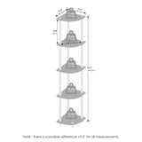 Furinno Turn-N-Tube Corner Shelf, 5-Tier Corner Display Rack, Shelving Unit, for Organization and Storage, Living Room, Home Office, Garage, Bedroom, Dark Brown Grain Furinno