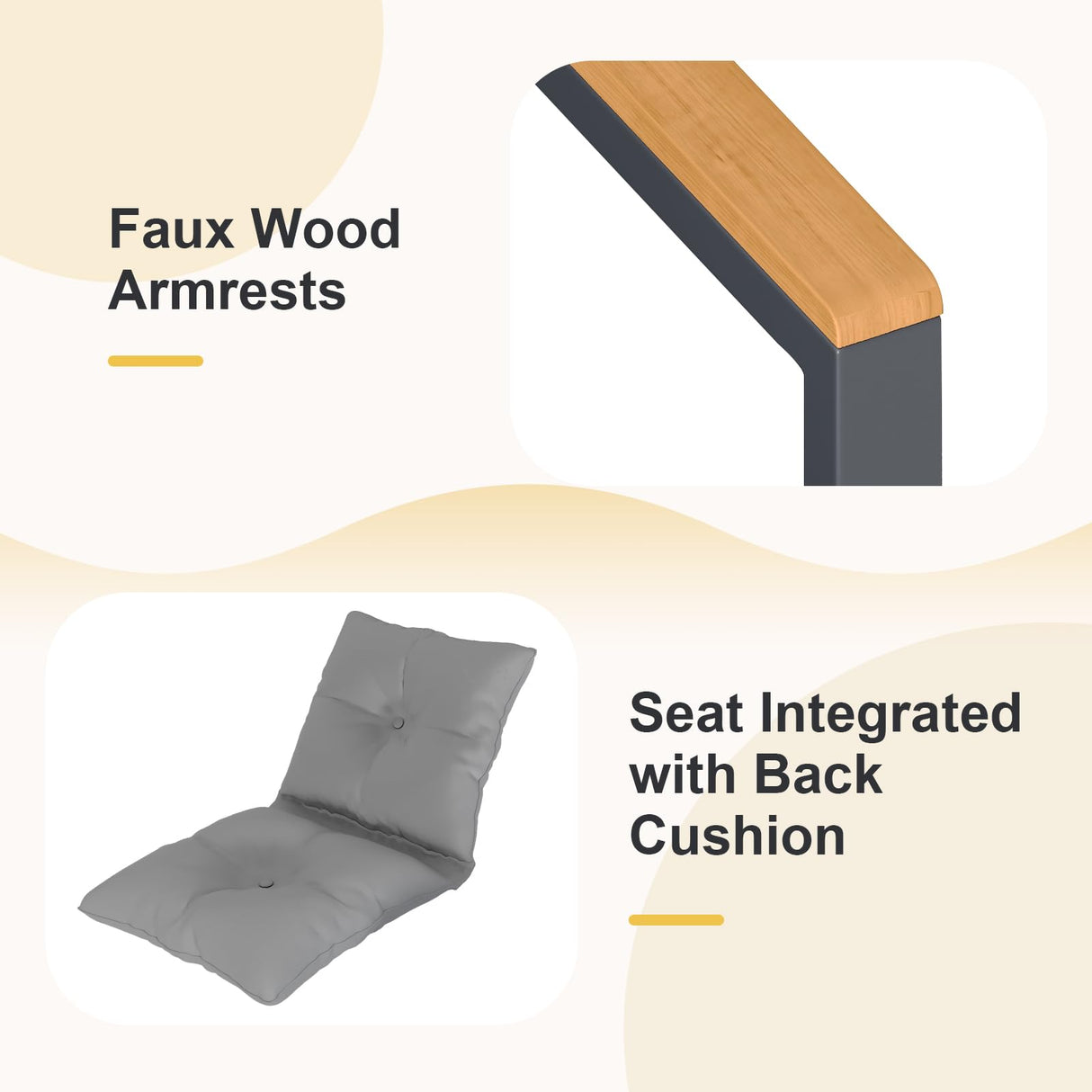 DIMOFAP 3 Piece Patio Furniture Set, Outdoor Porch Chairs Set of 2, Balcony Furniture for Apartment with Chairs & Table, Included Thick Comfy Cushions, Perfect for Porch, Balcony, Deck DIMOFAP