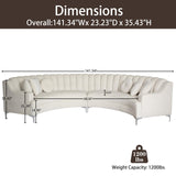 Legend Vansen L Semicircle Velvet Sofa 141.34” Oversized Sectional Curved Sofa for Living Room, Office, Apartment (1, Cream) Legend Vansen
