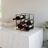 Buruis 9-Bottle Metal Wine Rack, Freestanding Holder Organizer for Red and White Wine, Kitchen Countertop, Pantry, No Assembly Required, Black Buruis