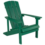 Flash Furniture Charlestown Commercial Grade Indoor/Outdoor Adirondack Chair, Weather Resistant Durable Poly Resin Deck and Patio Seating, Green Flash Furniture