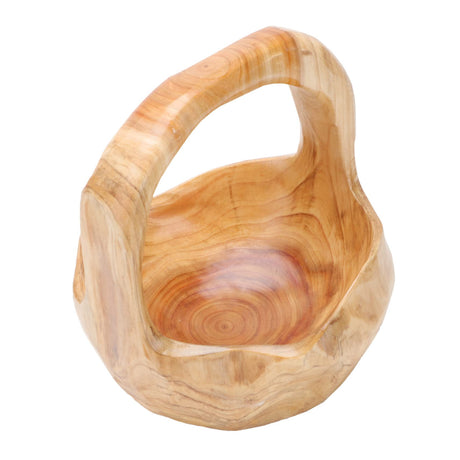 SHOWERORO 1pc Solid Wood Root Carving Fruit Basket Wood Fruit Basket with Handle Cupcake Basket Wooden Decorative Storage Basket Snack Container SHOWERORO
