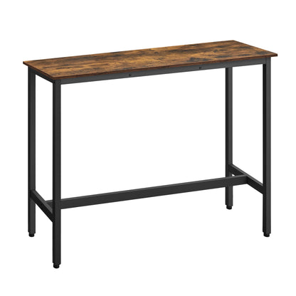 VASAGLE Narrow Rustic Brown Bar Table with Sturdy Metal Frame – High Pub Table for Small Spaces