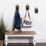 TEGUEPS Wall Hooks for Hanging,Coat Hooks,Hat Hangers for Wall,2 Pack Adhesive Towel Hooks for Bathroom,Wood Coat Rack for Robe Keys Backpack Purse(Weathered Brown) TEGUEPS