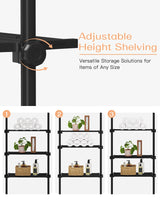 ALLZONE Adjustable Over The Toilet Storage Shelf, 4-Tier Ample Over Toilet Bathroom Organizer and Storage,Tension Mounted Above Toilet Storage Cabinet for Versatility, Fits 64-113 Inch Heights, Black ALLZONE