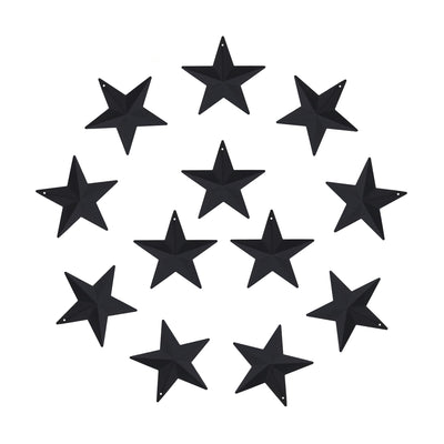 CVHOMEDECO. Country Rustic Primitive Vintage Gifts Black Small Metal Barn Star Wall/Door Decor, 2-3/4 Inch, Set of 12.
