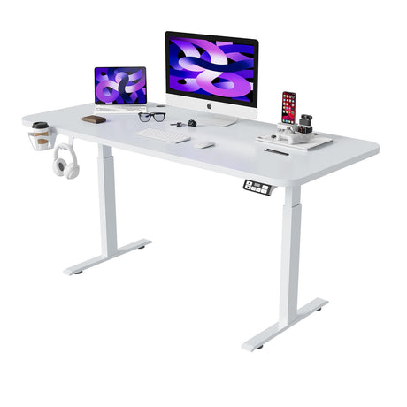 RRTECHFORU 63x24inch Adjustable Desk Electric Standing Desk Sit Stand up Desk Height Adjustable Home Office Workstation White RRTECHFORU