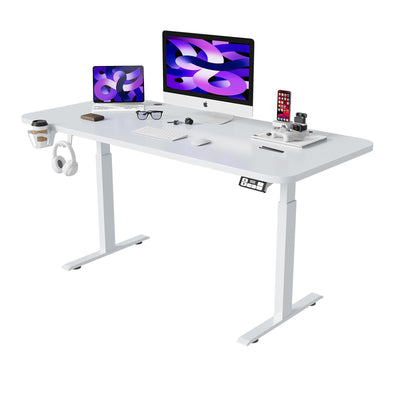 RRTECHFORU 63x24inch Adjustable Desk Electric Standing Desk Sit Stand up Desk Height Adjustable Home Office Workstation White