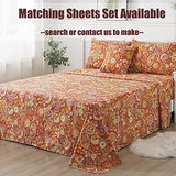 FADFAY Paisley Duvet Cover Set Queen Bohemian Damask Paisley Bedding Luxurious Orange Boho Paisley Comforter Cover Set 100% Cotton Ultra Soft Quilt Cover with Hidden Zipper Closure 3Pcs, Queen Size FADFAY