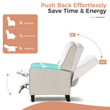 ANJ Push Back Recliner Chair, Soft Fabric Lounge Armchair,Wingback Recliner Single Sofa Chair with Steel-Reinforced Frame，Adjustable Pushback Chair for Living Room, Beige ANJ