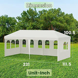 10x20 Outdoor Gazebo Wedding Party Tent Canopy Tent with 4 Removable Sidewalls,White FDW