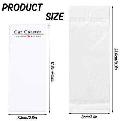 Whaline 120Pcs Car Coaster Packaging for Selling Sublimation Car Coaster Display Cards with Self-Seal Bags Car Coaster Display Bags with White Cards 6.8 x 2.9 Inch Heat Press Machines Accessories