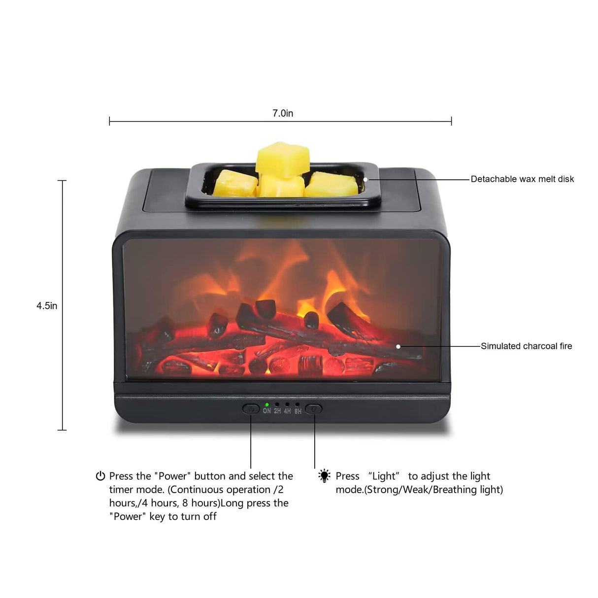 MeplLivs Static Flame Fireplace Electric Wax Melt Warmer PTC Heating Plate Monochromatic Wax Burner Fragrance Wax Warmer for Home Office Gifts & Decor£¨Black£© MeplLivs