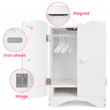 BABESIDE Wooden Baby Doll Closet, Wooden Furniture Armoire Dolls Wardrobe for Baby Doll Clothes Storage, Fit 12-16 Inch Doll Clothes, Includes 10 Clothes Hangers, Pretend Play for 3+ Girls Boys BABESIDE