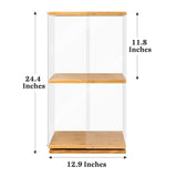 MYOYAY 360° Rotating 2-Tier Acrylic Bookshelf with Doors for Modern Display MYOYAY