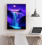 hyzsj 5D Waterfall Diamond Art Painting,Large Diamond Painting Kits for Adults,DIY Full Drill Crystal Rhinestone Arts,Gem Art Painting with Diamond Home Wall Decor Mountain Moon(27.5 X 15.7inch) hyzsj