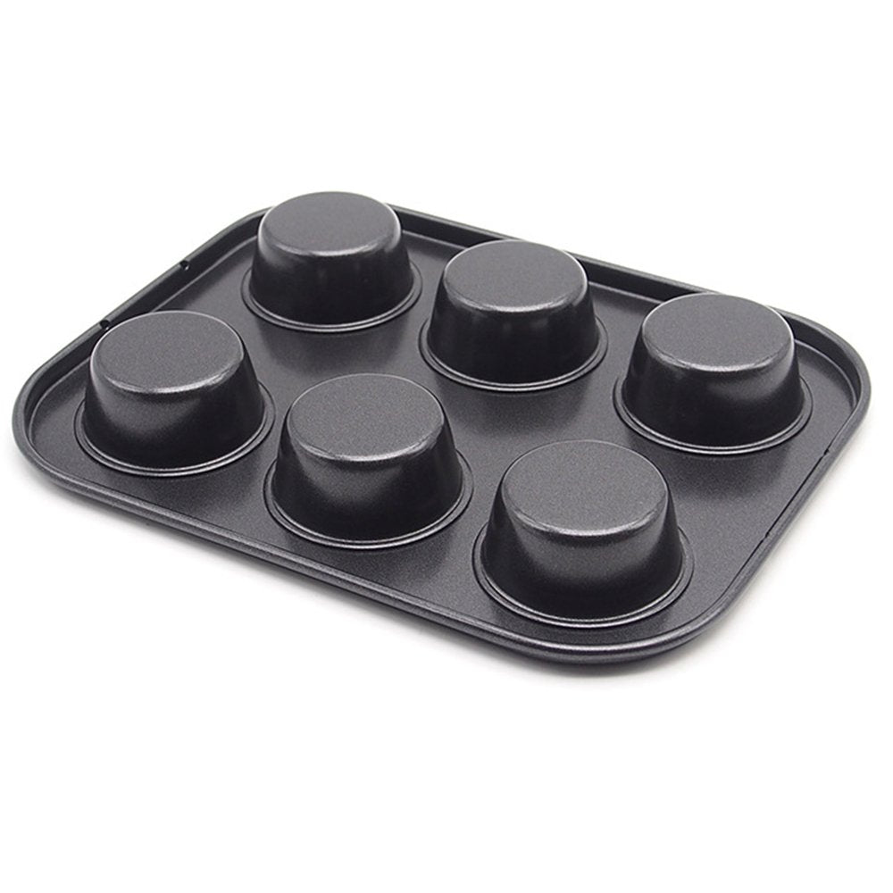 HYTK Muffin Pan 6 Cup Cupcake Baking Pan No Stick Carbon Steel Easy Clean HYTK