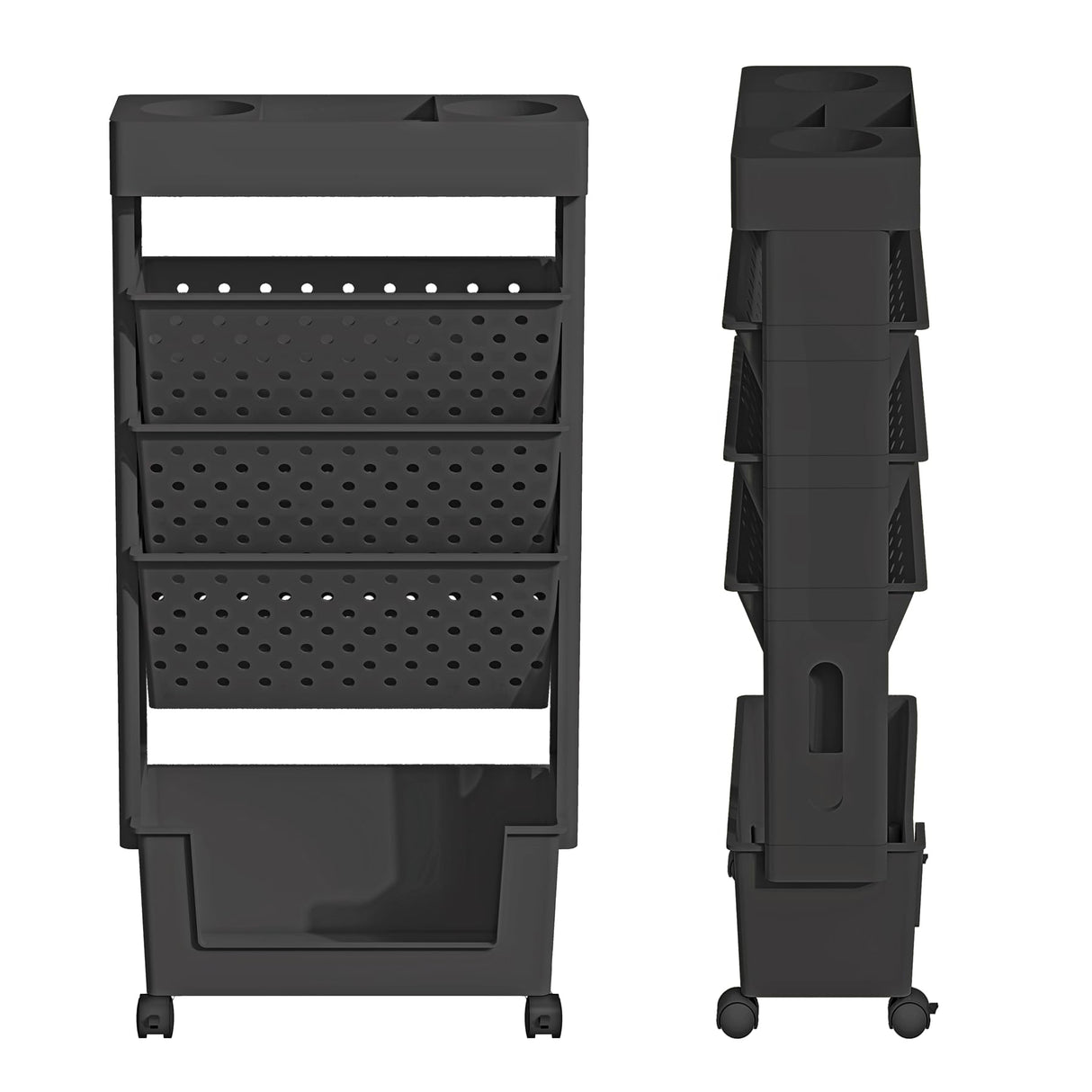 yeavs 5-Tier Mobile Bookshelf, Rolling Bookcase Book Storage Rack, Movable File Folder Organizer Cart with Wheels for Home Study Office Living Room Classroom, Black yeavs