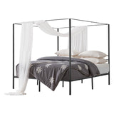 VEVOR Canopy Bed Frame King Size, Metal Canopy Bed with Four Posters Design, Heavy Duty Steel Slats Support, Underbed Storage Space, No Box Spring Needed, Easy Assembly, Black VEVOR