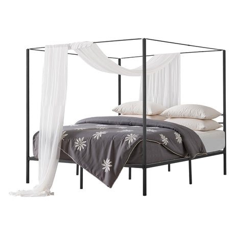 VEVOR Canopy Bed Frame King Size, Metal Canopy Bed with Four Posters Design, Heavy Duty Steel Slats Support, Underbed Storage Space, No Box Spring Needed, Easy Assembly, Black VEVOR