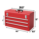 IRONMAX Portable Tool Box, 20.5’’ Lockable Steel Tool Chest Cabinet w/Comfortable Handle & 3 Drawers, Heavy Duty Storage Toolbox Tool Organizer for Garage, Warehouse, Home, Red IRONMAX