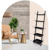 Kiera Grace Providence Hadfield 5 Tier Ladder Shelf Modern Leaning Bookshelf Storage Rack for Home, Office, 18" x 67", Black Kiera Grace