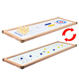 3-in-1 Wood Shuffleboard, Tabletop Curling Game Board Set with 8 Rollers, Portable Mini Tabletop Games for Kids and Adults QCHIAN