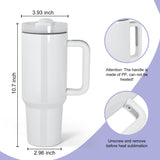 AGH 4 Pack 40 oz Sublimation White Tumbler with White Handle and Stainless Steel Straw, Insulated Double Wall Vacuum Reusable Cups with White Leakproof Lid AGH