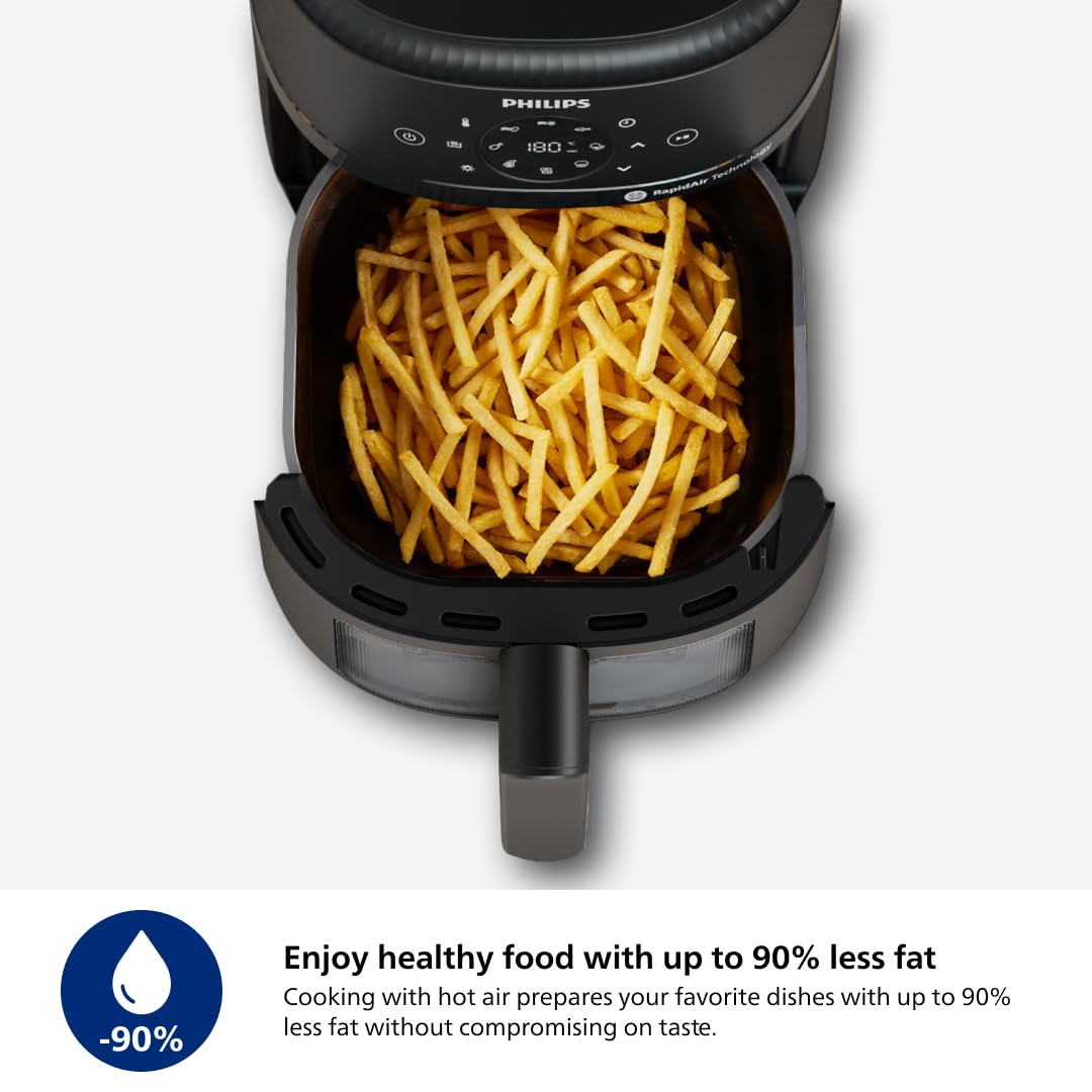 Philips 2000 Series Airfryer - 4.4 qt (4.2 l) Pan, 13 Cooking Functions, RapidAir Technology, Healthy Cooking with 90% Less Fat, Efficient & Fast (NA220/00) Philips Kitchen Appliances