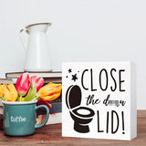 Funny Bathroom Wood Sign Close the Damn Lid Wood Block Sign for Bathroom Shelf Toilet Restroom Home Tabletop Desk Decor,Farmhouse Bathroom Wooden Box Sign SJNH