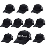 OKBA Sublimation Blank Baseball Cap Polyester Mesh Black Trucker Hat Adult (Black hat * 10pcs) OKBA