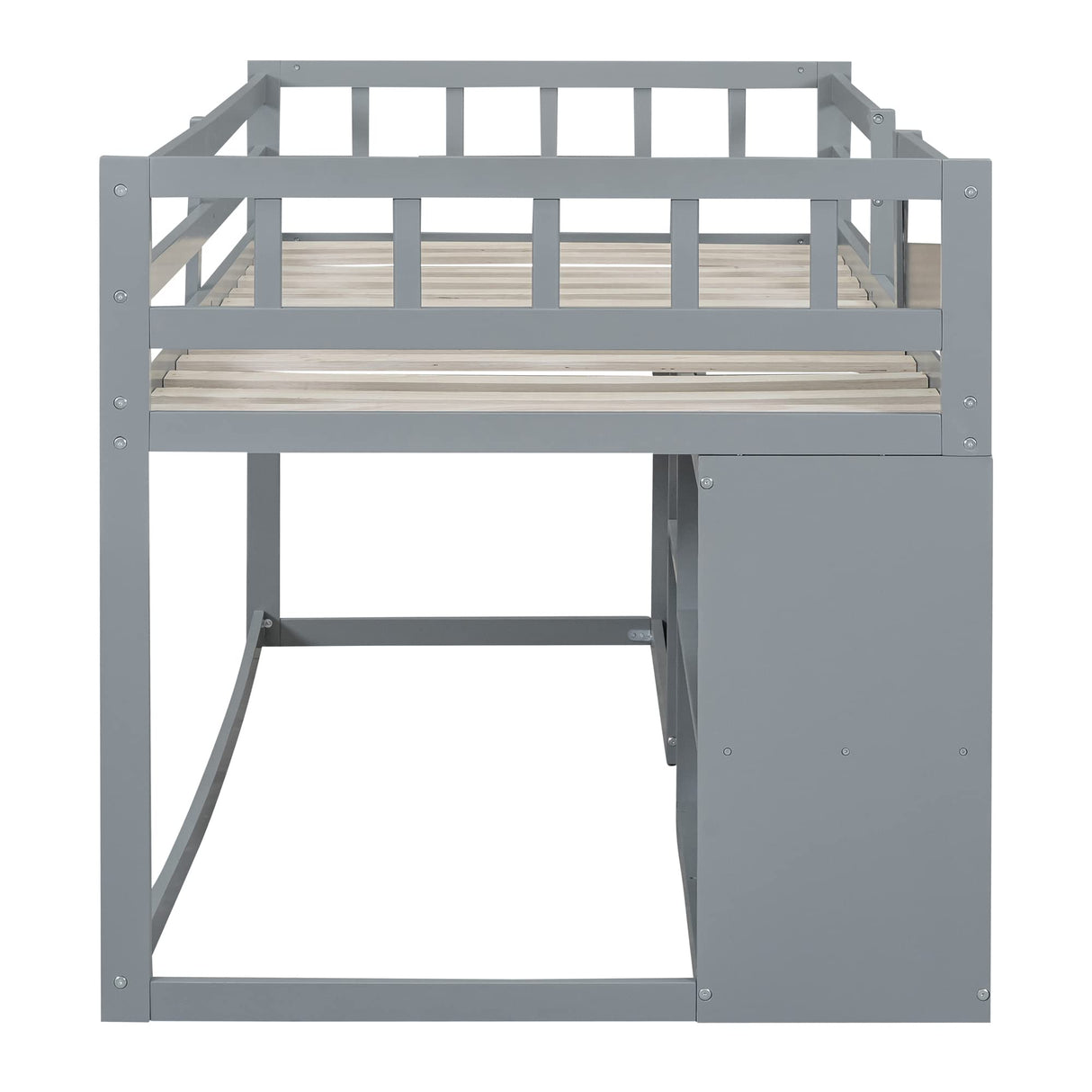 Harper & Bright Designs Twin Size Low Loft Bed with Storage Shelves and Drawers, Wooden Twin Size Loft Bed with Rolling Desk and Chalkboard, for Kids Teens Girls Boys - Gray Harper & Bright Designs