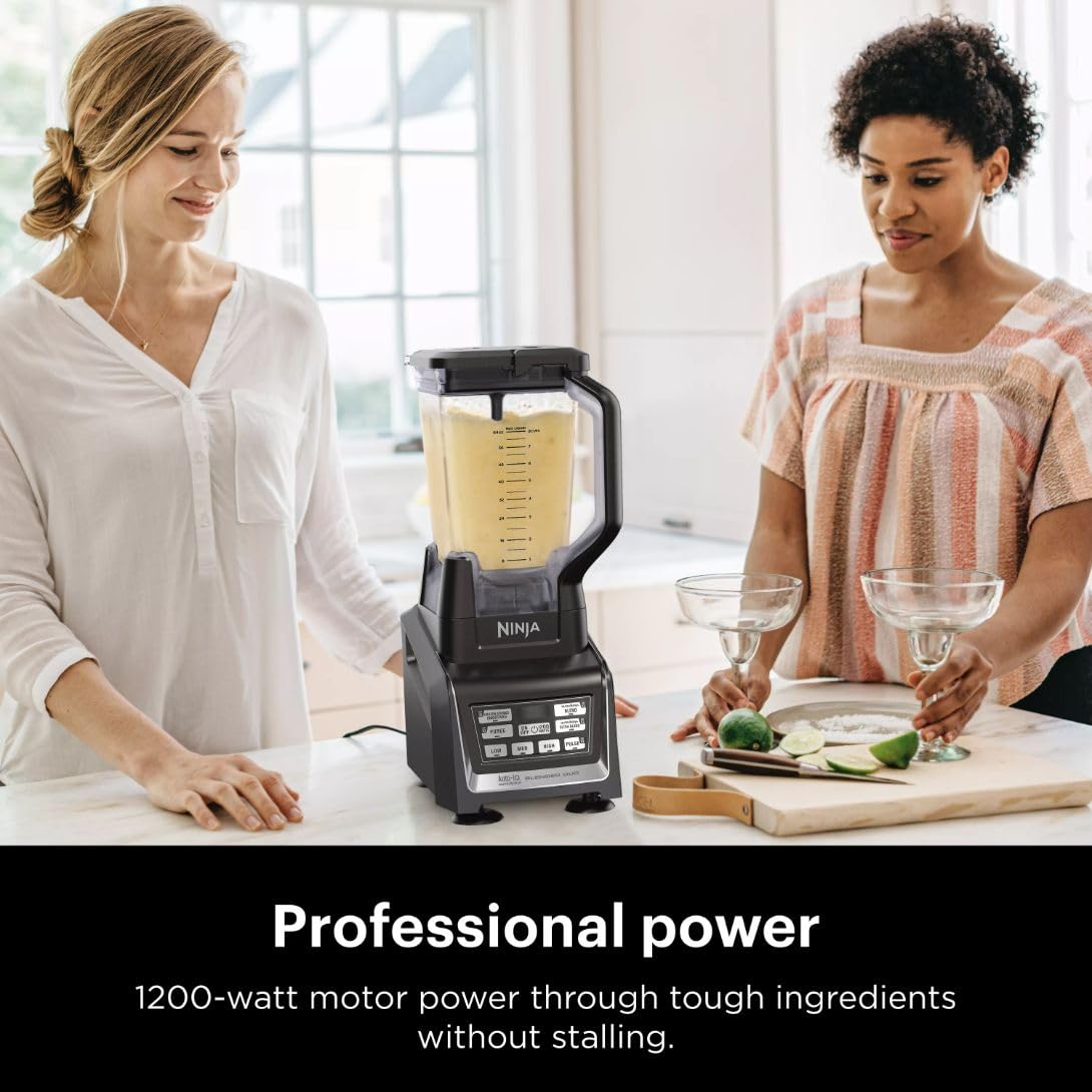 Ninja BL642 Nutri Ninja Personal & Countertop Blender with 1200W Auto-iQ Base, 72 oz. Pitcher, and 18, 24, & 32 oz. To-Go Cups with Spout Lids, For Smoothies, Shakes & More, Dishwasher Safe, Black Ninja