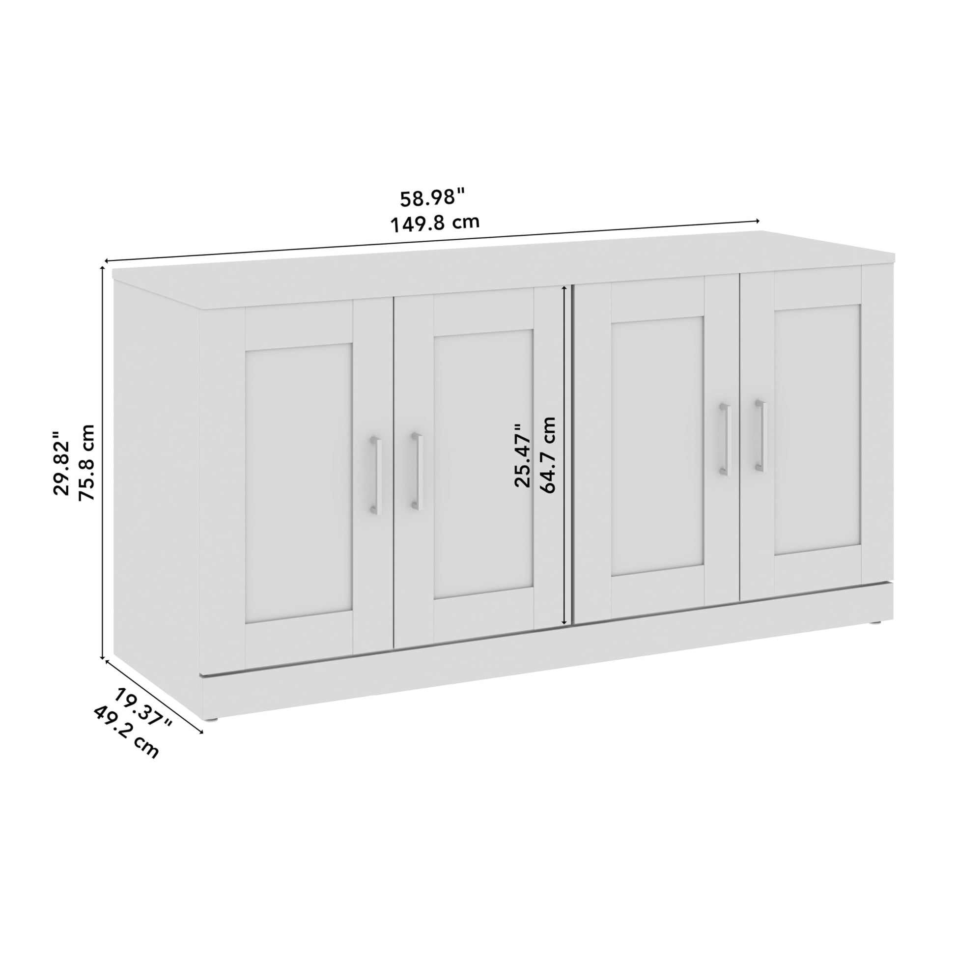 Bush Furniture Hampton Heights 60W Bookshelf with Doors in White, Large Bookcase Cabinet for Home Office or Professional Workspace - WoodArtSupply