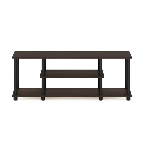 Furinno Turn-N-Tube No Tools 3D 3-Tier Entertainment TV Stand up to 50 inch TV, Round Tubes, Dark Brown / Black Furinno