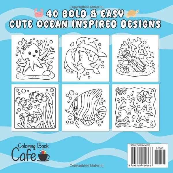 Cozy Ocean: Bold and Easy Ocean Coloring Book for Adults and Kids with Cute Sea Life and Fun Underwater Adventures WoodArtSupply