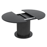 43.3 inch 59 inch Adjustable Size Round Conference Table for 4-6 People, Unique Design Modern Meeting Room Table, with Wood Strip Base (Black) Fiogmub